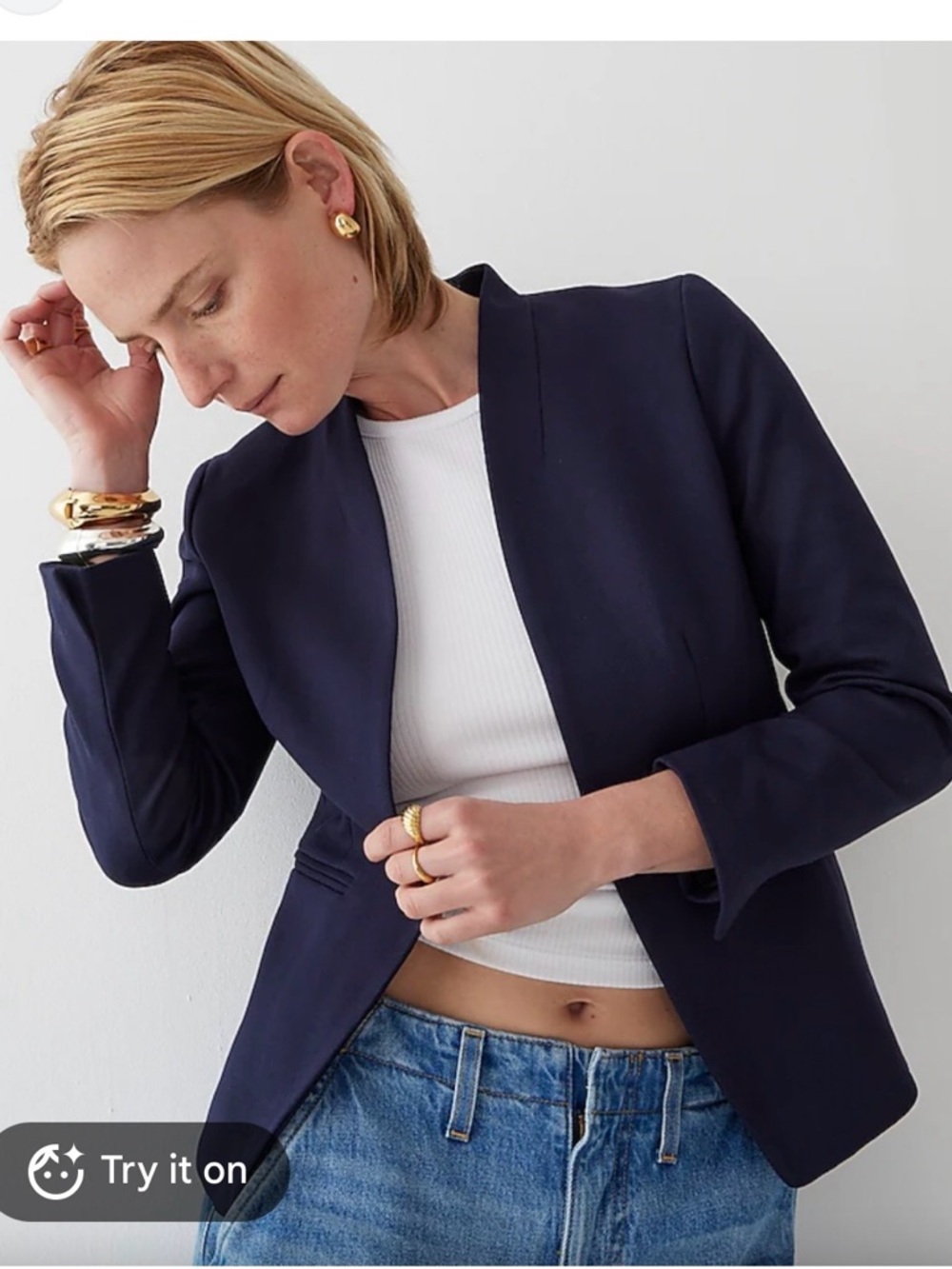 J.Crew Going-Out Blazer Stretch Twill Navy Women’s 12P Petite office workwear